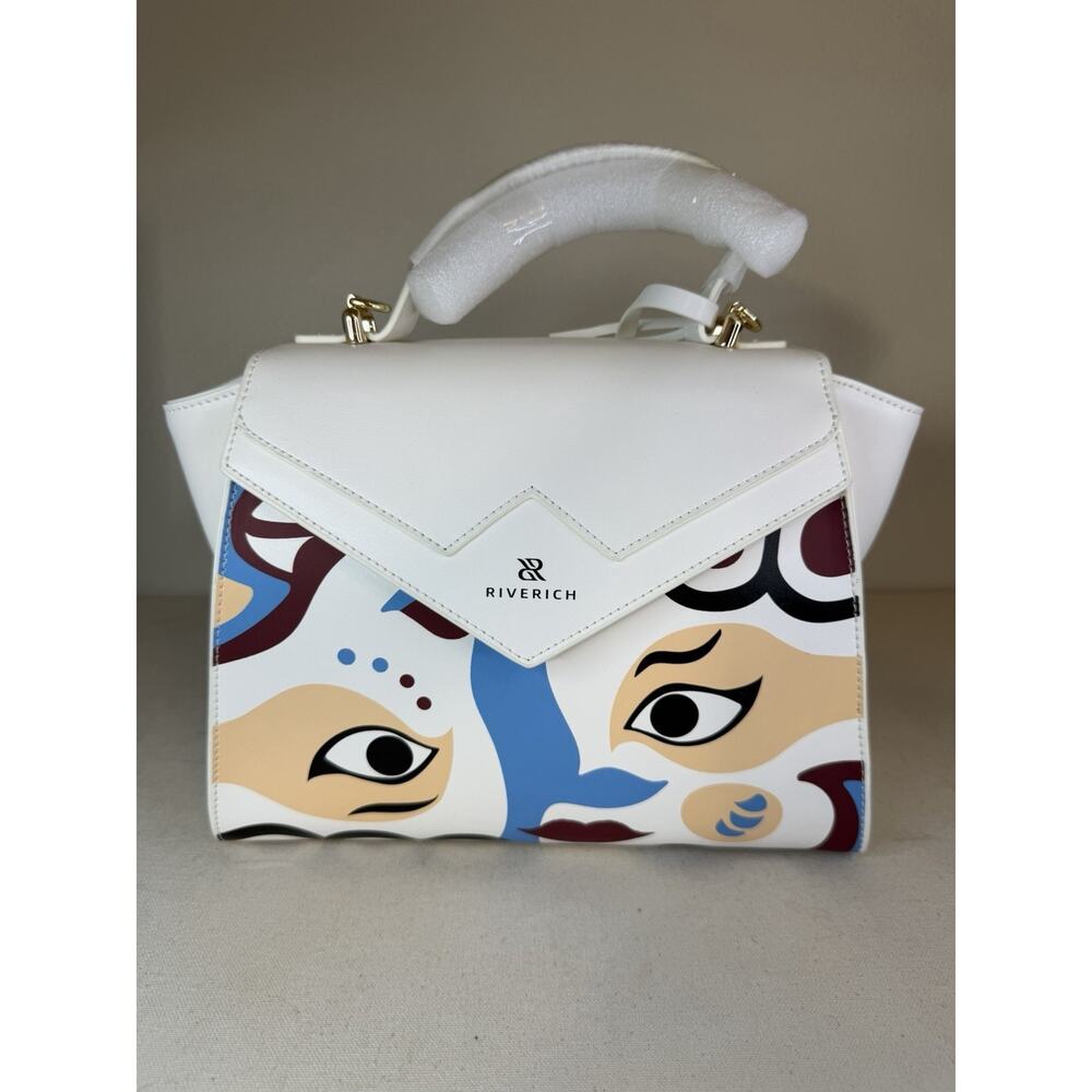 Riverich White Abstract Handbag Shoulder Bag Crossover NEW - Picture 2 of 9